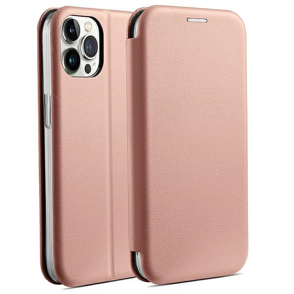 Калъф Beline Book Magnetic за iPhone 15 ProMax 6,7", розово-златен