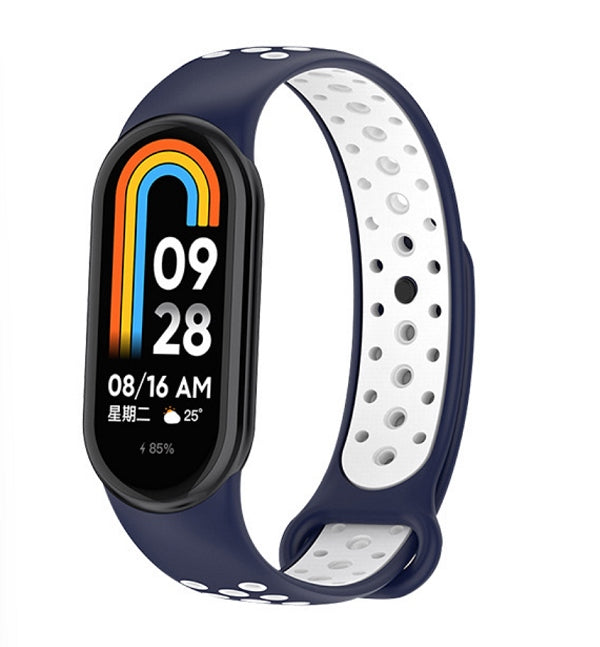 Каишка Beline за Mi Band 10/9/8 design, синьо-бяла