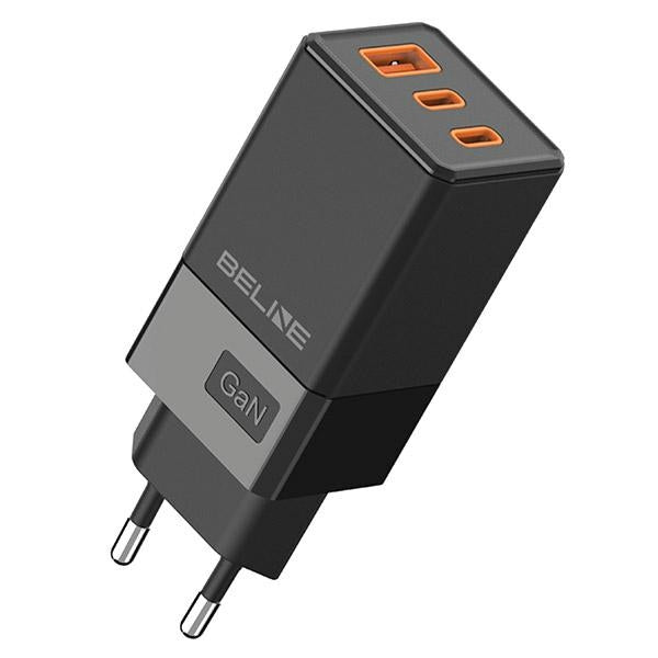Зарядно Beline 2x USB-C + 1x USB-A, черно (само глава) PD 3.0 + QC 3.0 GaN