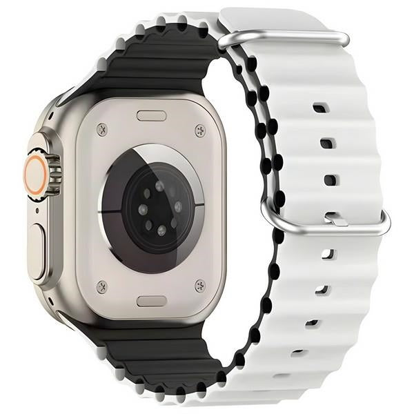 Силиконова каишка Beline Apple Watch Waves38/40/41mm, бяло-черна