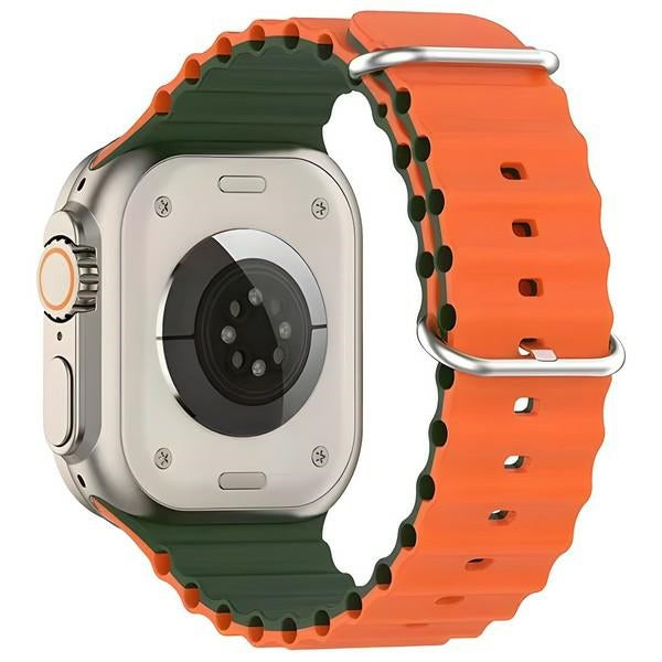Силиконова каишка Beline Apple Watch Waves42/44/45/49mm, зелено-оранжева