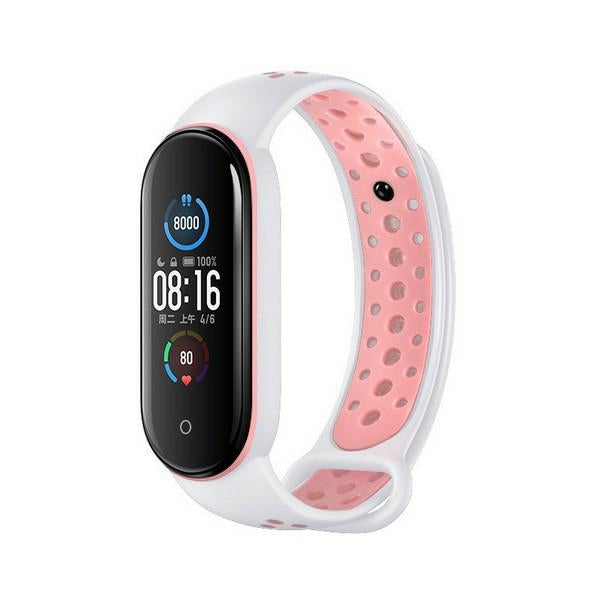 Каишка Beline Design за Mi Band 7/6/5, бяло-розова