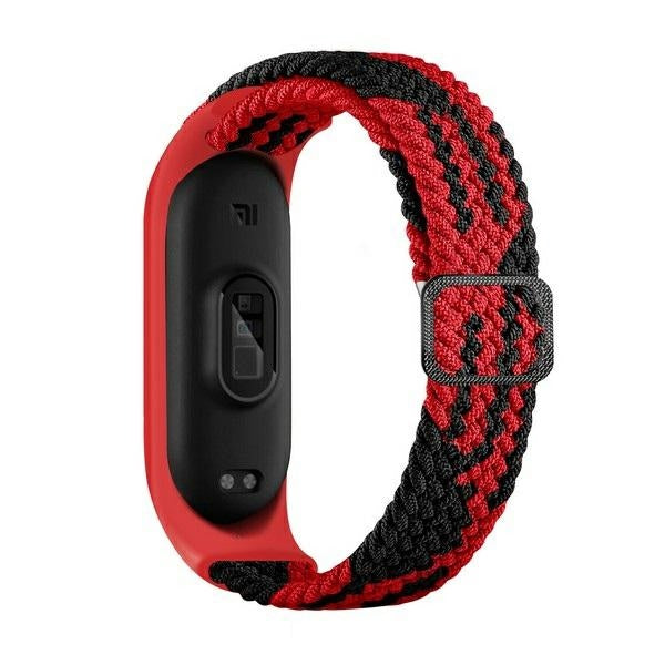 Каишка Beline Nylon за Mi Band 10/9/8, черно-червена