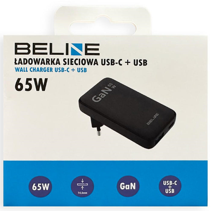 Зарядно Beline 65W, черно (само глава) PD 3.0 + QC 3.0