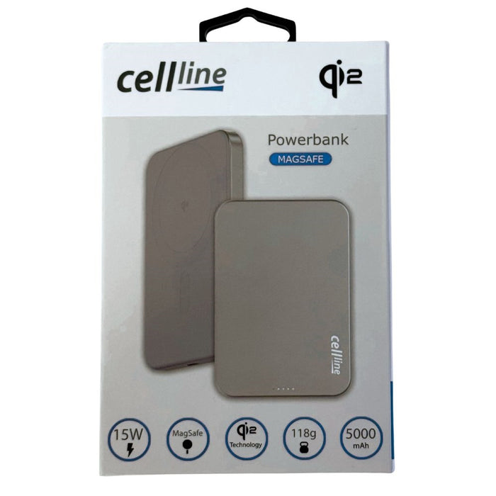 Powerbank Beline Mini Cellline MagSafe Qi2 15W, сив/титаниум