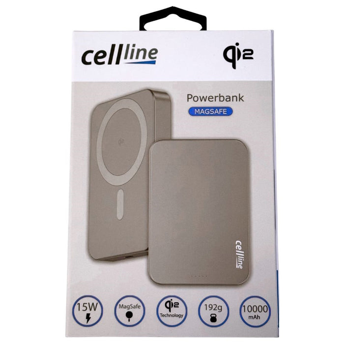 Powerbank Beline Mini Cellline MagSafe Qi2 15W, сив, магнитен безжичен