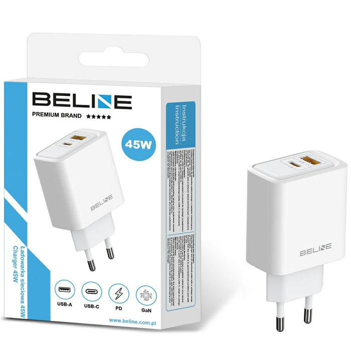 Зарядно Beline 45W GaN, бял