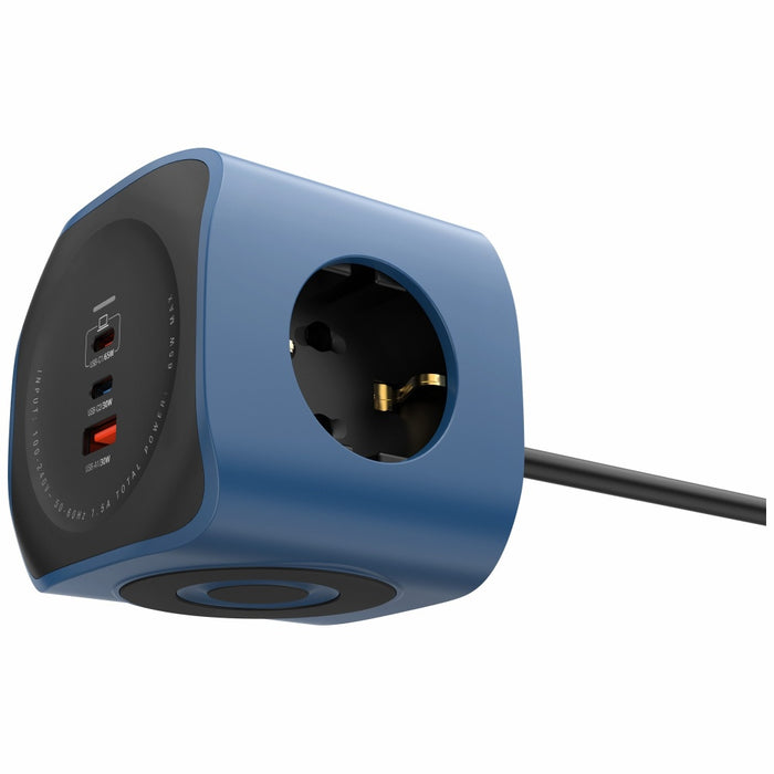Разклонител Beline Cellline Power Socket Cube 6в1 с 65W, син