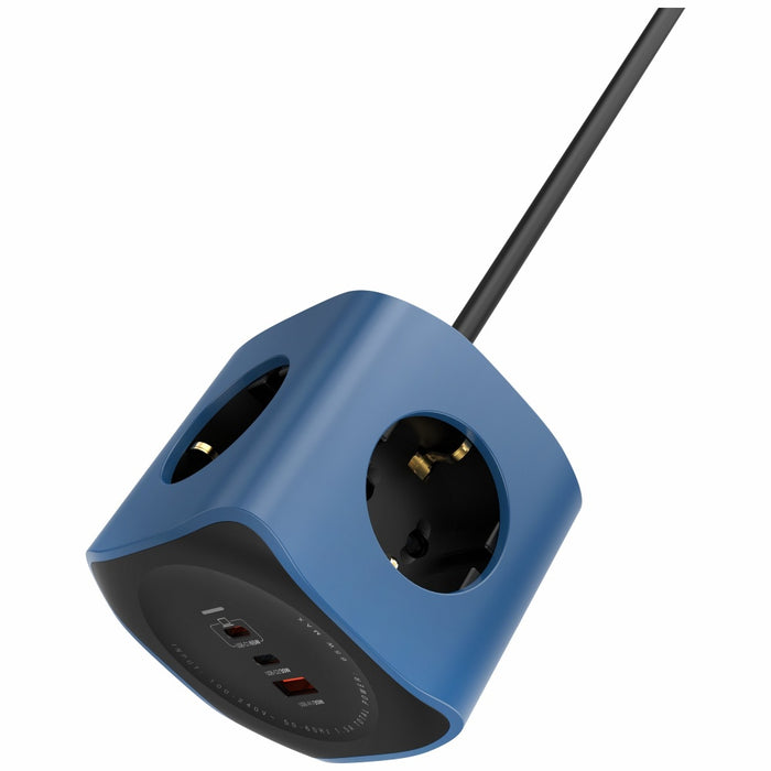 Разклонител Beline Cellline Power Socket Cube 6в1 с 65W, син