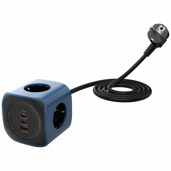 Разклонител Beline Cellline Power Socket Cube 6в1 с 65W, син