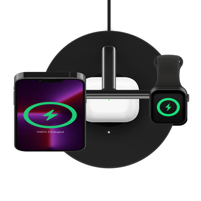 Belkin WIZ017vfBK Слушалки, Смартфон, Smartwatch Черен AC Безжично зареждане Бързо зареждане На закрито