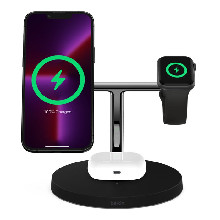Belkin WIZ017vfBK Слушалки, Смартфон, Smartwatch Черен AC Безжично зареждане Бързо зареждане На закрито