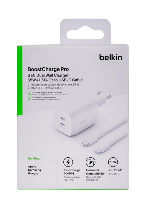Зарядно за стена Belkin WCH013VF2MWH-B6 Бял 65 W
