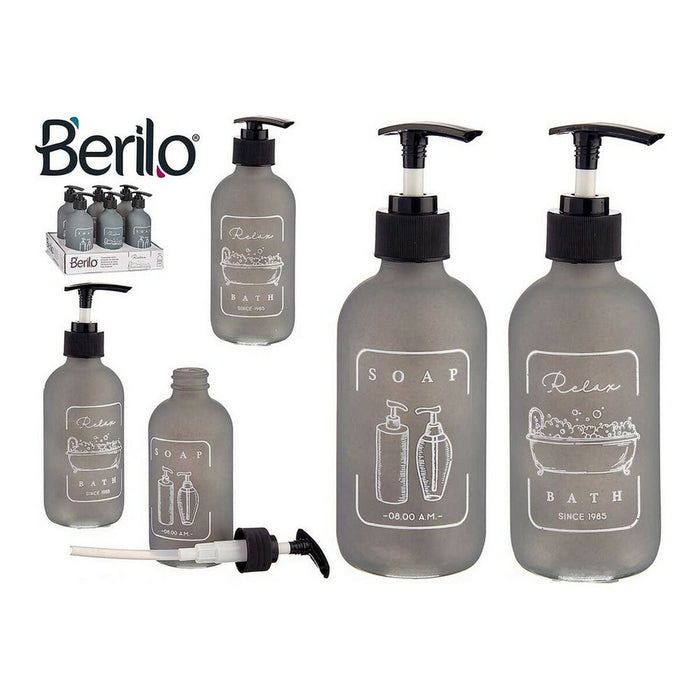 Дозатор за Сапун Berilo Черен Сив Cтъкло полипропилен 250 ml