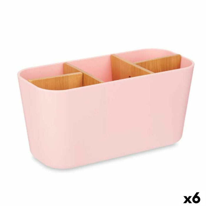 Поставка за четка за зъби Berilo B9045-PINK B9045-PINK Розов Бамбук полипропилен 21 x 10 x 9 cm (6 броя)