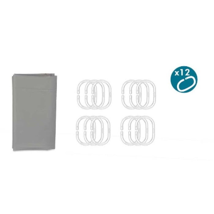 Душ завеса Berilo SC-MIX-01-GREY SC-MIX-01-GREY Сив полиетилен EVA 180 x 180 cm (12 броя)