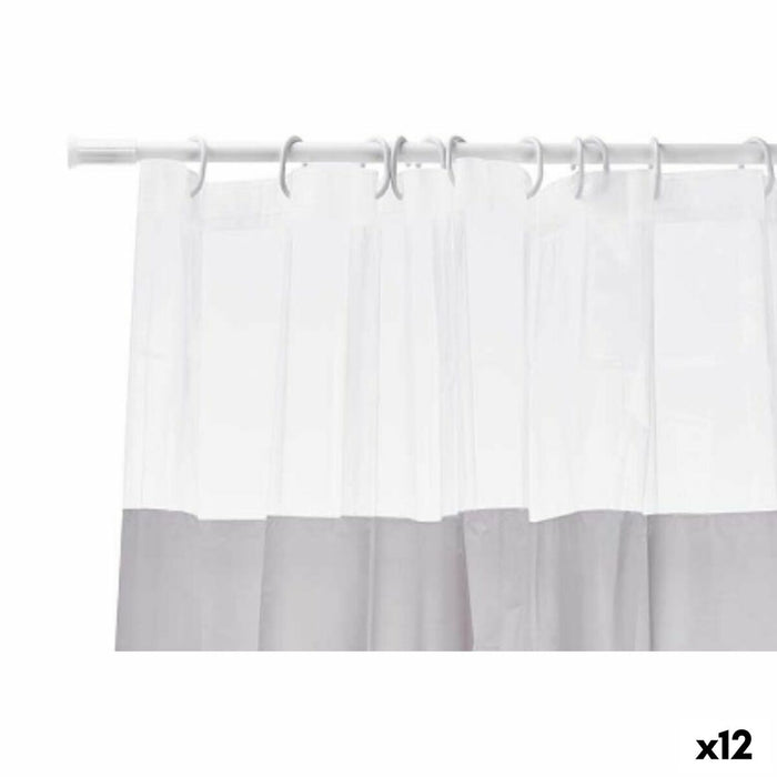 Душ завеса Berilo 214 214 Сив Прозрачен Пластмаса PEVA 180 x 180 cm 16 x 28,5 x 4 cm (12 броя)