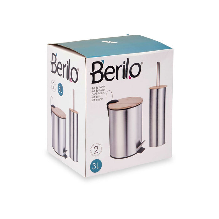 Комплект за Баня Berilo B0353S 3L+B1041S B0353S 3L+B1041S Сребрист Бамбук Неръждаема стомана полипропилен 25 x 28 x 20 cm 28,5 x