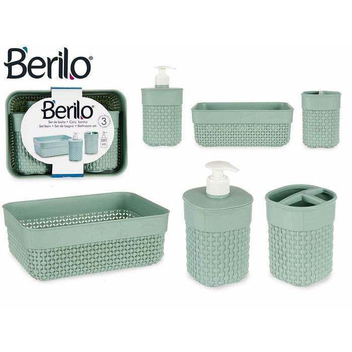 Комплект за Баня Berilo PP-107-3 PP-107-3 Зелен Пластмаса 16,5 x 9 x 22,8 cm (12 броя)