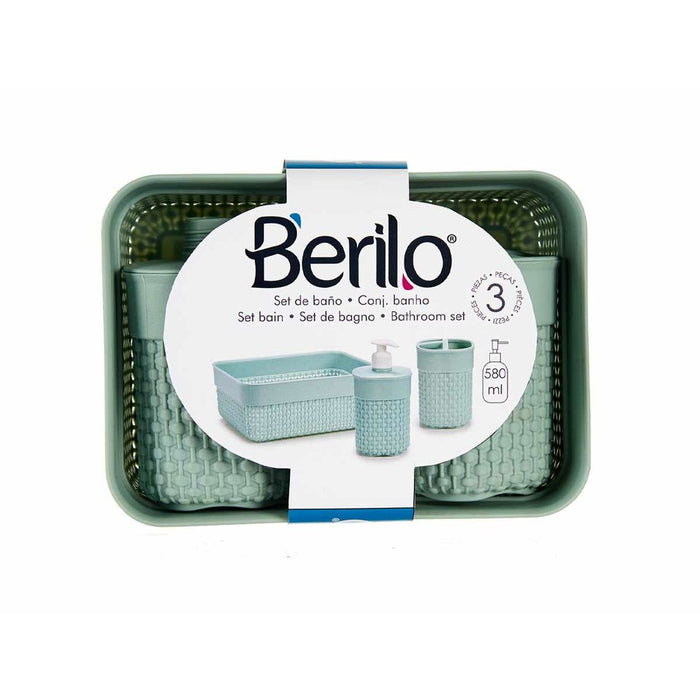 Комплект за Баня Berilo PP-107-3 PP-107-3 Зелен Пластмаса 16,5 x 9 x 22,8 cm (12 броя)