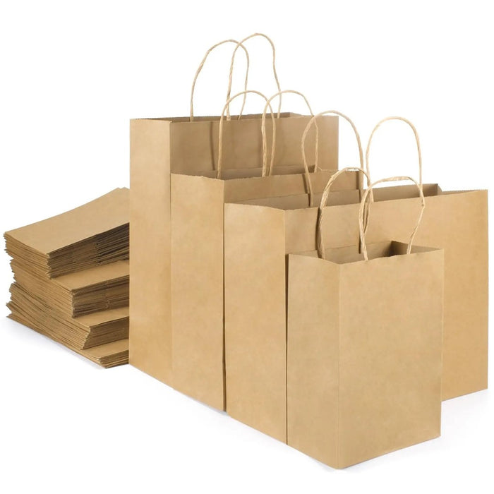 BSTech Paper Bag, подарък, кафява дръжка. 260x170x310. Комплект от 25 бр. 120 gsm.