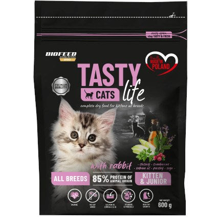 BIOFEED Tasty Cats Life Kitten Junior Rabbit - суха храна за котки - 600гр