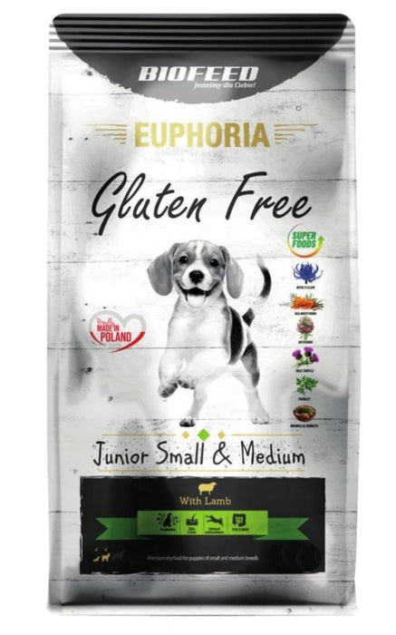 BIOFEED Euphoria Gluten Free Junior small & medium Lamb - суха храна за кучета - 12 кг