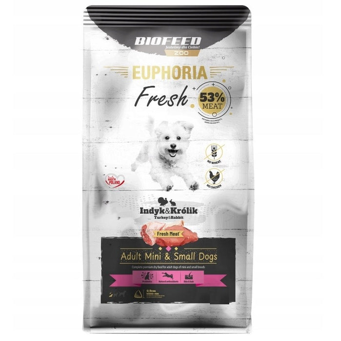 BIOFEED Euphoria Fresh Adult Turkey със заек XS/S - суха храна за кучета - 500гр