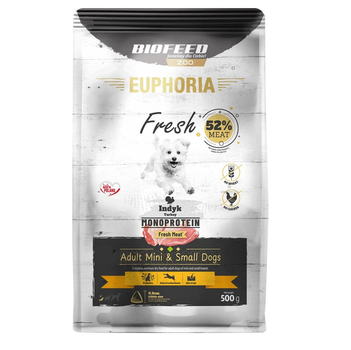 BIOFEED Euphoria Fresh Adult Turkey Monoprotein XS/S - суха храна за кучета - 500g