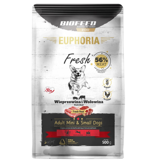 BIOFEED Euphoria Fresh Adult Pork and beef XS/S - суха храна за кучета - 500гр
