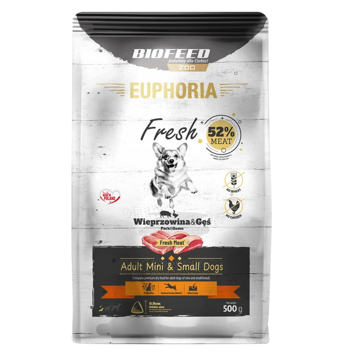 BIOFEED Euphoria Fresh Adult Pork and goose XS/S - суха храна за кучета - 500гр