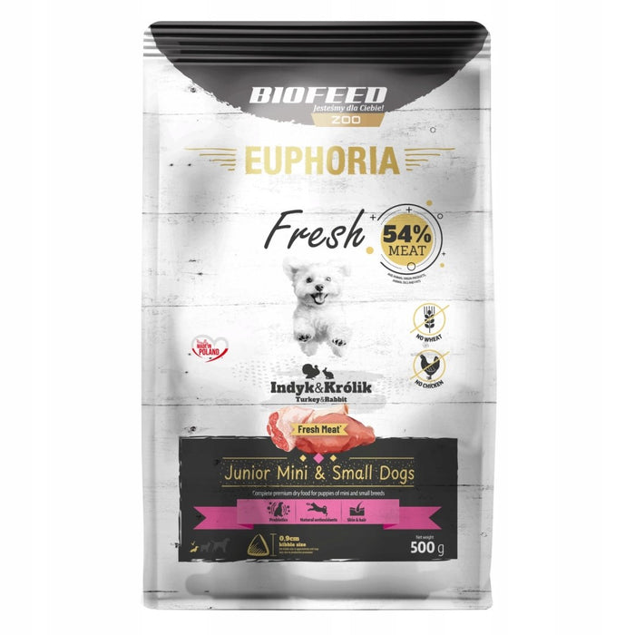 BIOFEED Euphoria Fresh Junior Turkey със заек XS/S - суха храна за кучета - 500гр