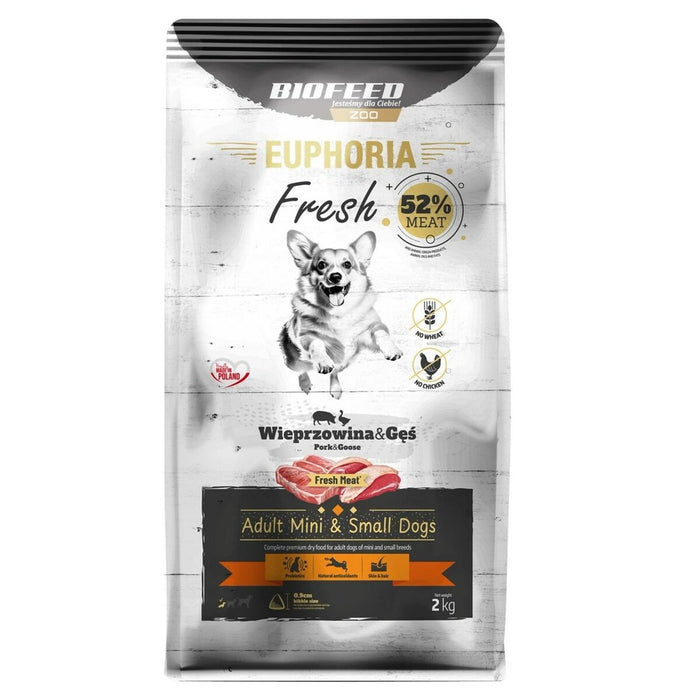 Суха храна Biofeed Euphoria Fresh Adult Mini & Small Pork with goose Прасе 2 Kg Възрастен 2,3 Kg