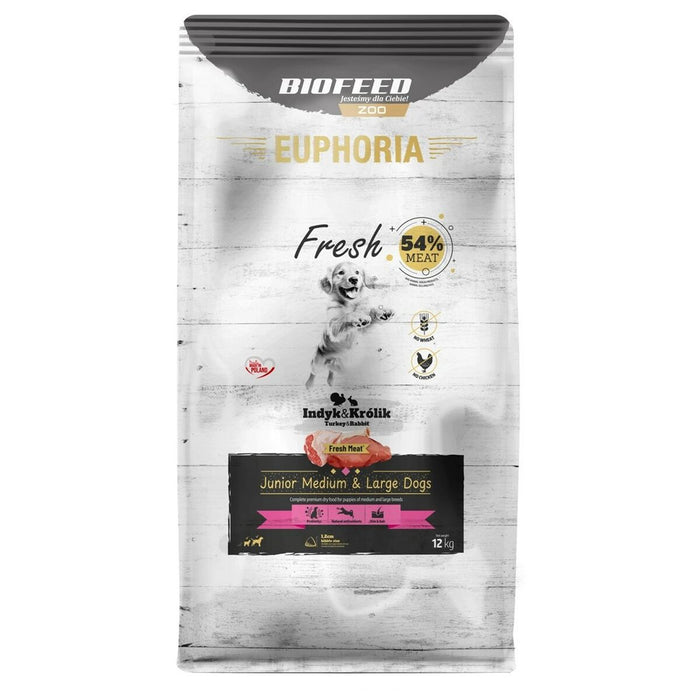 Суха храна Biofeed EUPHORIA Fresh Junior Medium & Large dogs Turkey with rabbit Турция 12 kg Кученце/Младши 12,7 KG