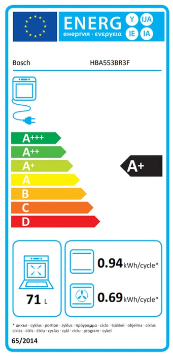 Bosch HBA553BR3F SER4, Фурна A+, ecoClean full+Hydro, 5 HM, инокс