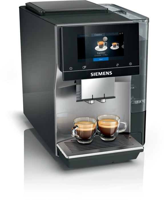 Siemens TP705R01, Напълно автоматична кафемашина EQ700, 19 бара налягане, 50 напитки, Интегрирана система за мляко с маркуч, oneTouch doubleCup, функция AromaDoubleShot, autoMilk Clean, iSelect дисплей, HC