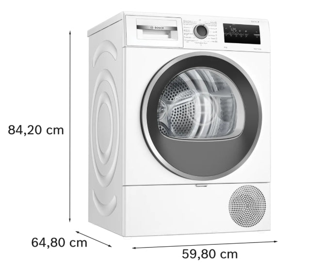 Bosch WTH8520BBY, SER4, Сушилня с термопомпа 8 кг, A++/D, 63dB EasyClean, дренажен комплект, сребристо-черносива врата
