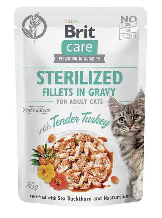 BRIT Care Cat Sterilised Tender Turkey Pouch - мокра храна за котки - 85 гр