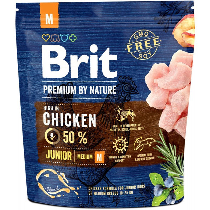 BRIT Premium by Nature Junior M Chicken - суха храна за кучета - 1 кг