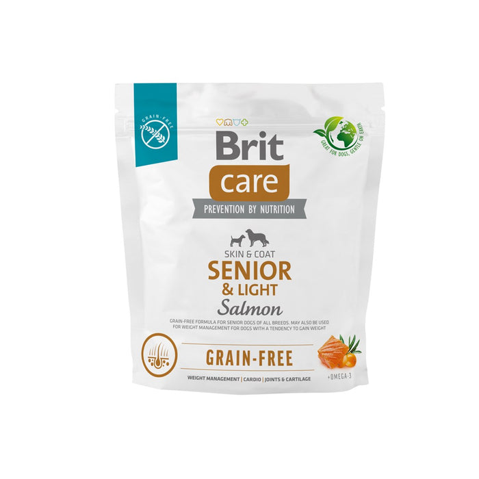 Суха храна за по-възрастни кучета, всички породи (над 7 години) Brit Care Dog Grain-Free Senior&Light Salmon 1 кг