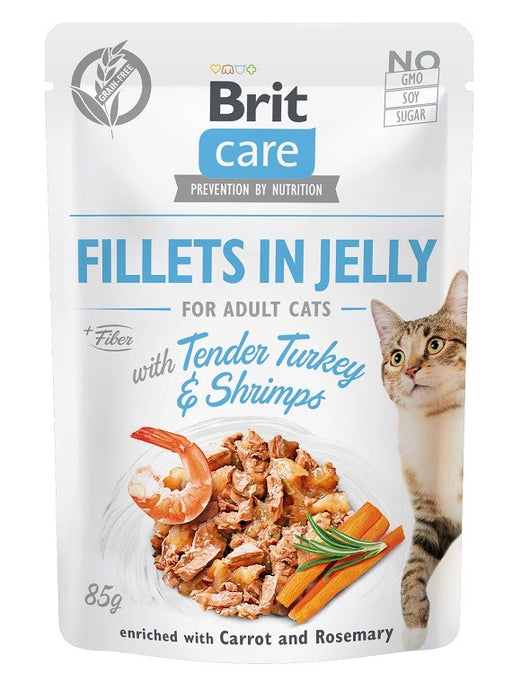 BRIT Care Fillets in Jelly - желе от пуйка и скариди - мокра котешка храна - 85 g
