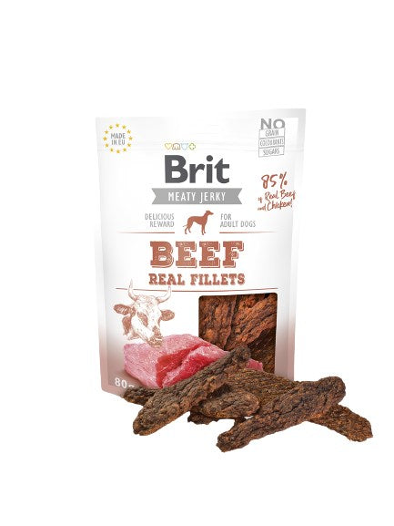 Brit Jerky Beef Real Fillets - Телешко - кучешка закуска - 80гр