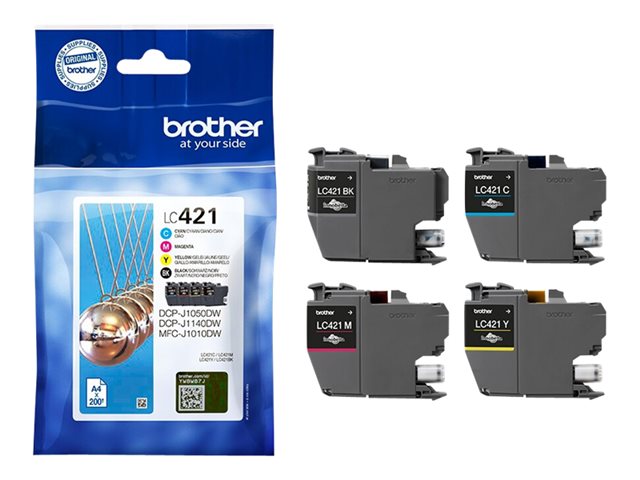 BROTHER 4-опаковки от Black Cyan Magenta и Yellow 200 страници касети с мастило със стандартен капацитет за DCP-J1050DW MFC-J1010DW и DCP-J11