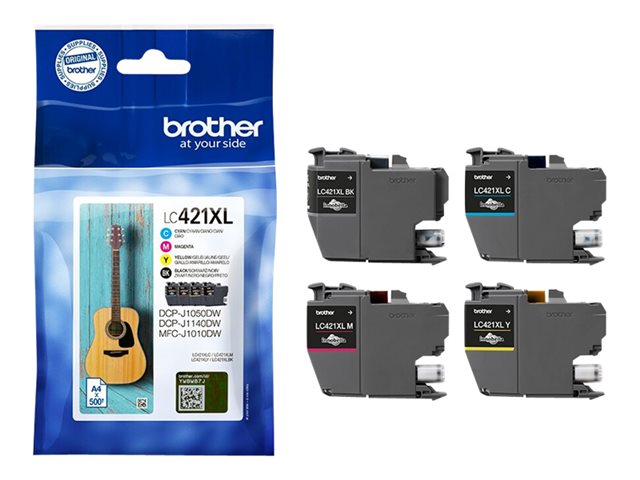 BROTHER LC421VAL 4 опаковки касета с мастило до 500 страници със защитен етикет DR