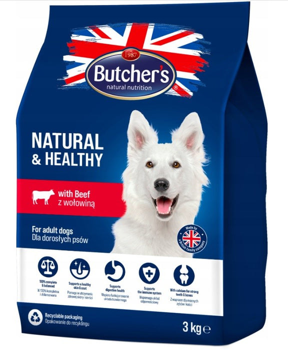 BUTCHER'S Natural&Healthy с телешко - суха храна за кучета - 3 кг