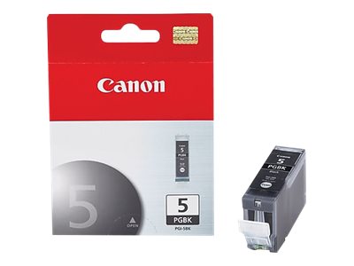 Черна касета с мастило CANON PGI-5BK със стандартен капацитет, блистер от 1 опаковка с аларма