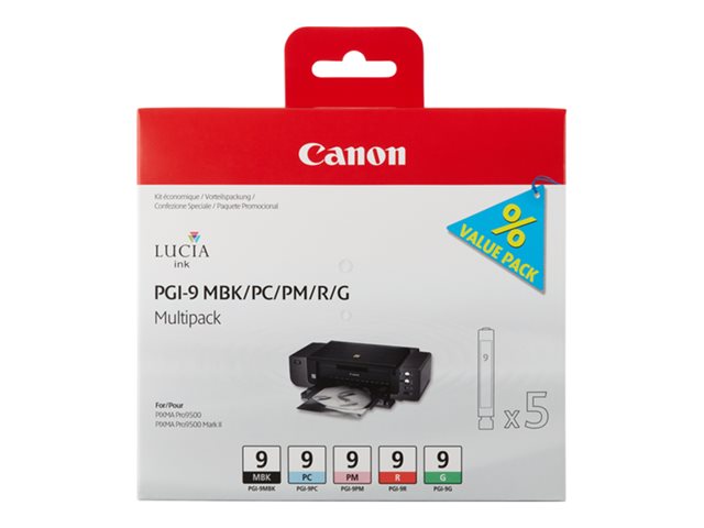 CANON PGI-9 PBK CMY GY касета с мастило черен и четирицветен стандартен капацитет комбиниран блистер с аларма