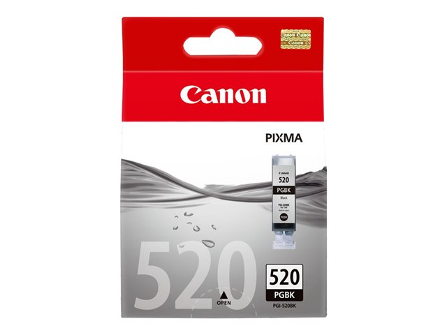 Черна касета с мастило CANON PGI-520 със стандартен капацитет, блистер от 1 опаковка с аларма