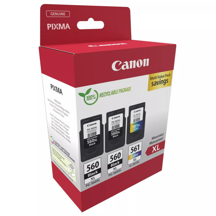 Canon PG-560XL x2/CL-561XL Multi pack + Canon Plus Glossy II PP-201, 10x15 cm, 100 sheets