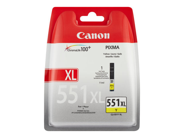 CANON CLI-551XL Y BL касета с мастило, жълта, 695 страници, блистер от 1 опаковка с аларма